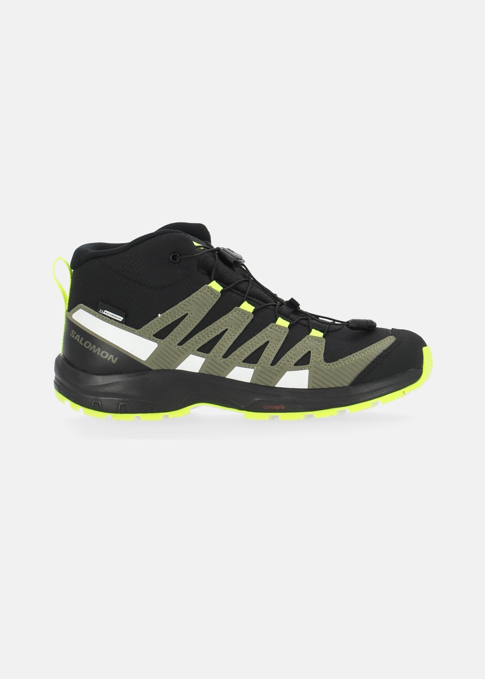 Shoes Xa Pro V8 Mid Cswp J Bla, Black/Deep Lichen Green/Safety, 34,  Walkingskor