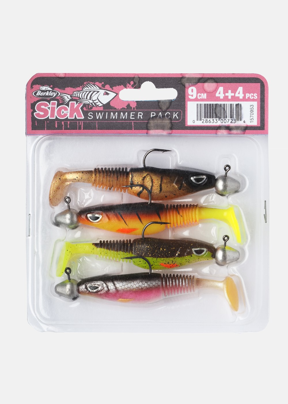 Sick Swimmer 9cm 4pc Pre-Rigge, No Color, No Size,  Fiske