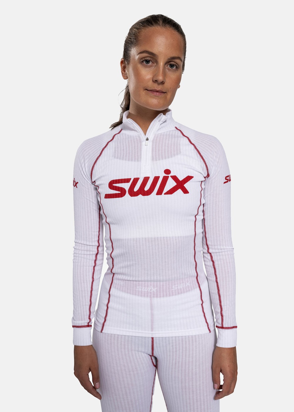 Racex Classic Half Zip W, Bright White/Swix Red, L,  Funktionsunderställ