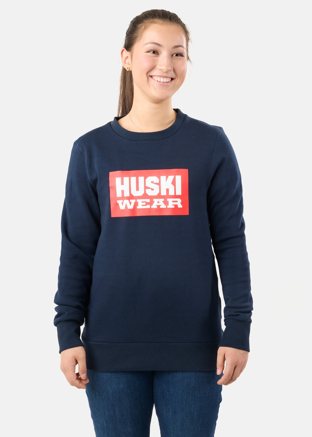 W Logo Crew, Navy Blue, M,  Sweatshirts