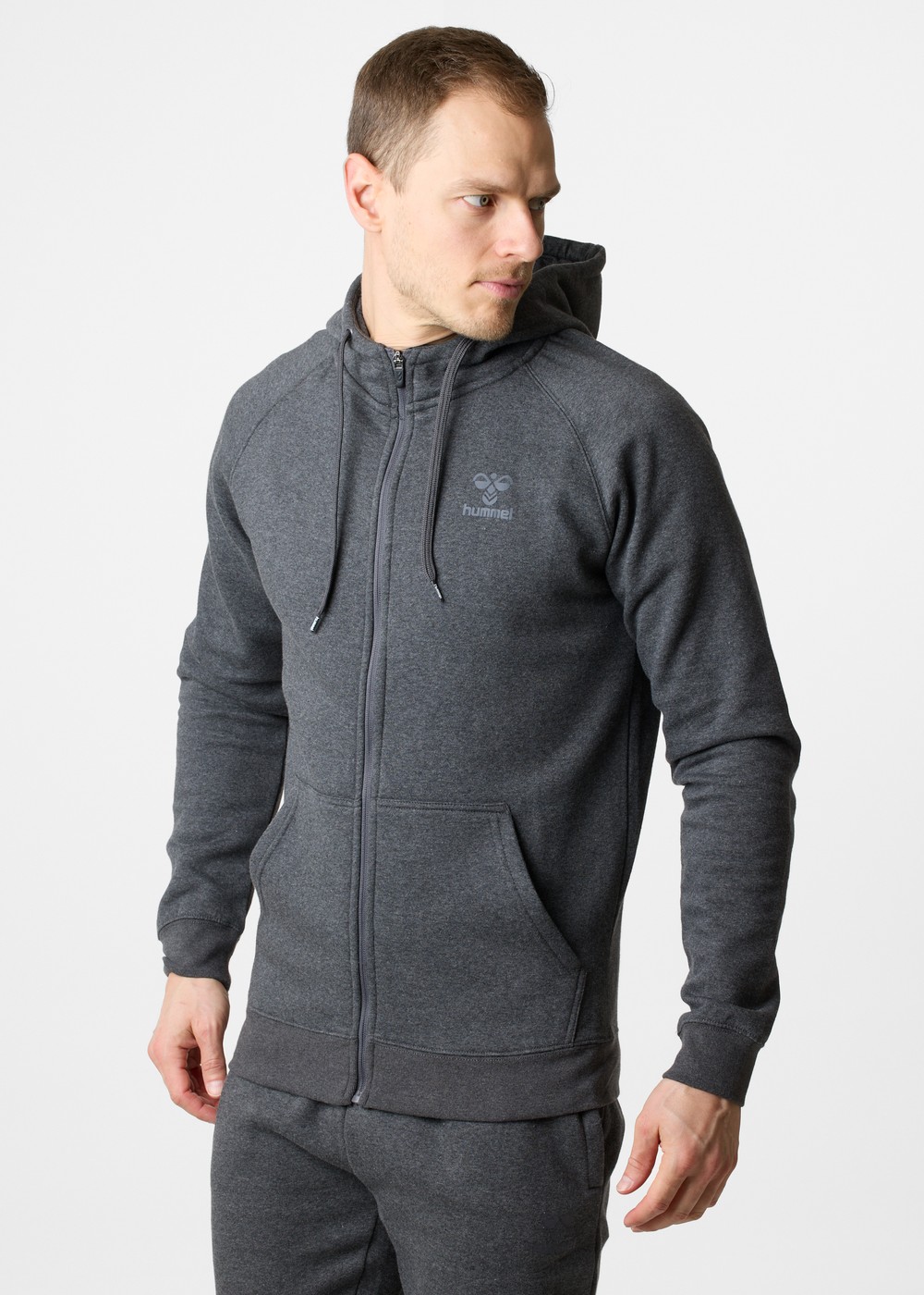 Hmlbee Classic Zip Hoodie, Dark Grey Melange, Xl,  Hoodies