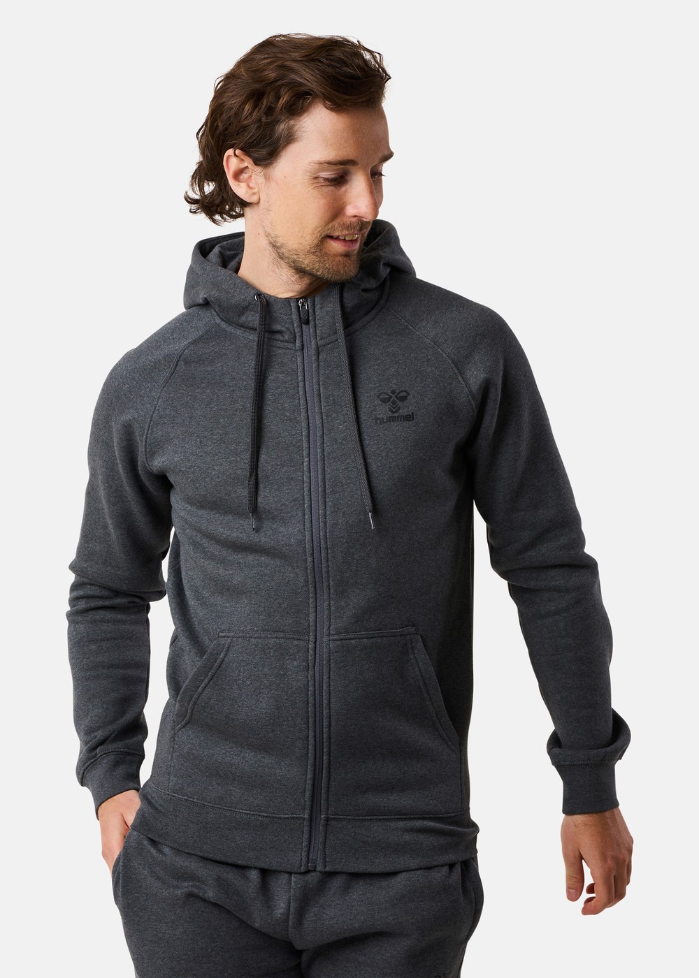 Hmlbee Classic Zip Hoodie, Dark Grey Melange/Black, M,  Hoodies Hmlbee Classic Zip Hoodie, Dark Grey Melange/Black, M,  Hoodies