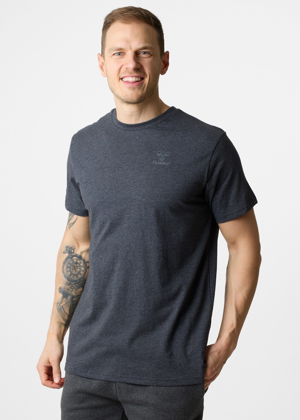 Hmlbee Classic T-Shirt S/S, Dark Grey Melange, L,  T-Shirts