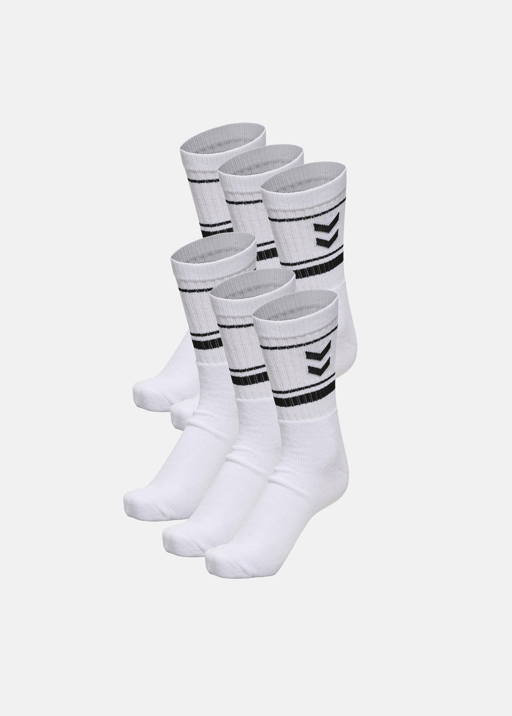 Hmlfundamental Stripe Sock 6-P, White/Black, 43-45,  Bomullsstrumpor