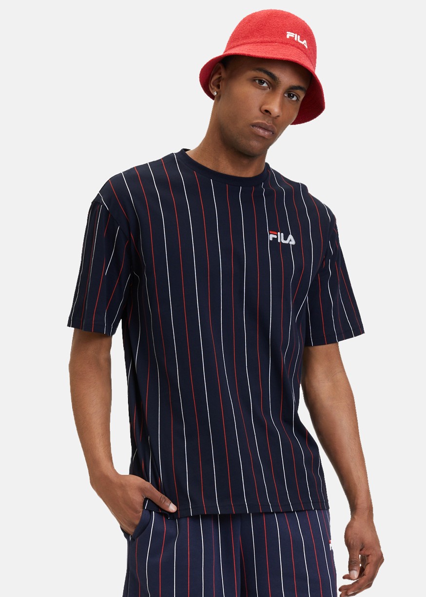 Lobito Pinstriped Tee, Black Iris/Two Color Striped, Xl,  T-Shirts