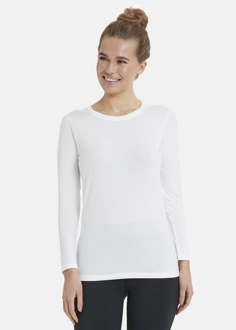 Julee W Loose Fit L/S Seamless, White, S/M,  Löparkläder