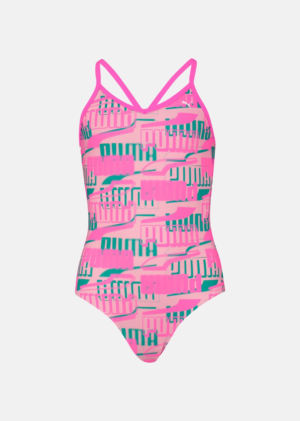 Puma Swim Girls Printed Swimsu, Fluo Pink Combo, 164,  Badkläder