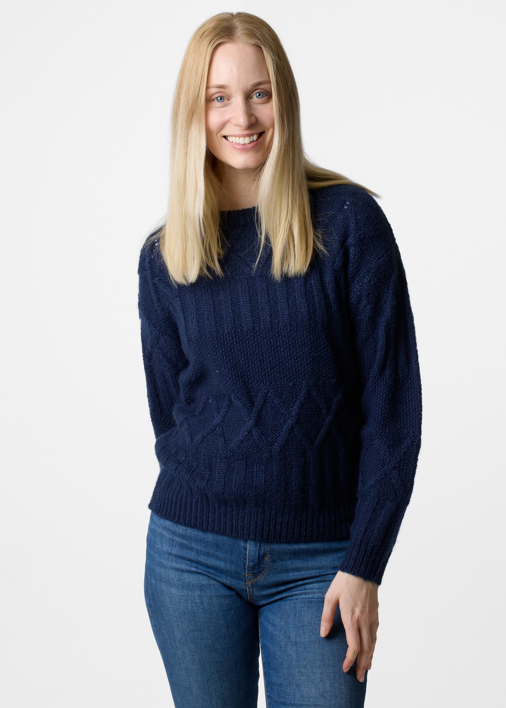 Key West Knitted Sweater W, Navy, 44,  Stickat Key West Knitted Sweater W, Navy, 44,  Stickat
