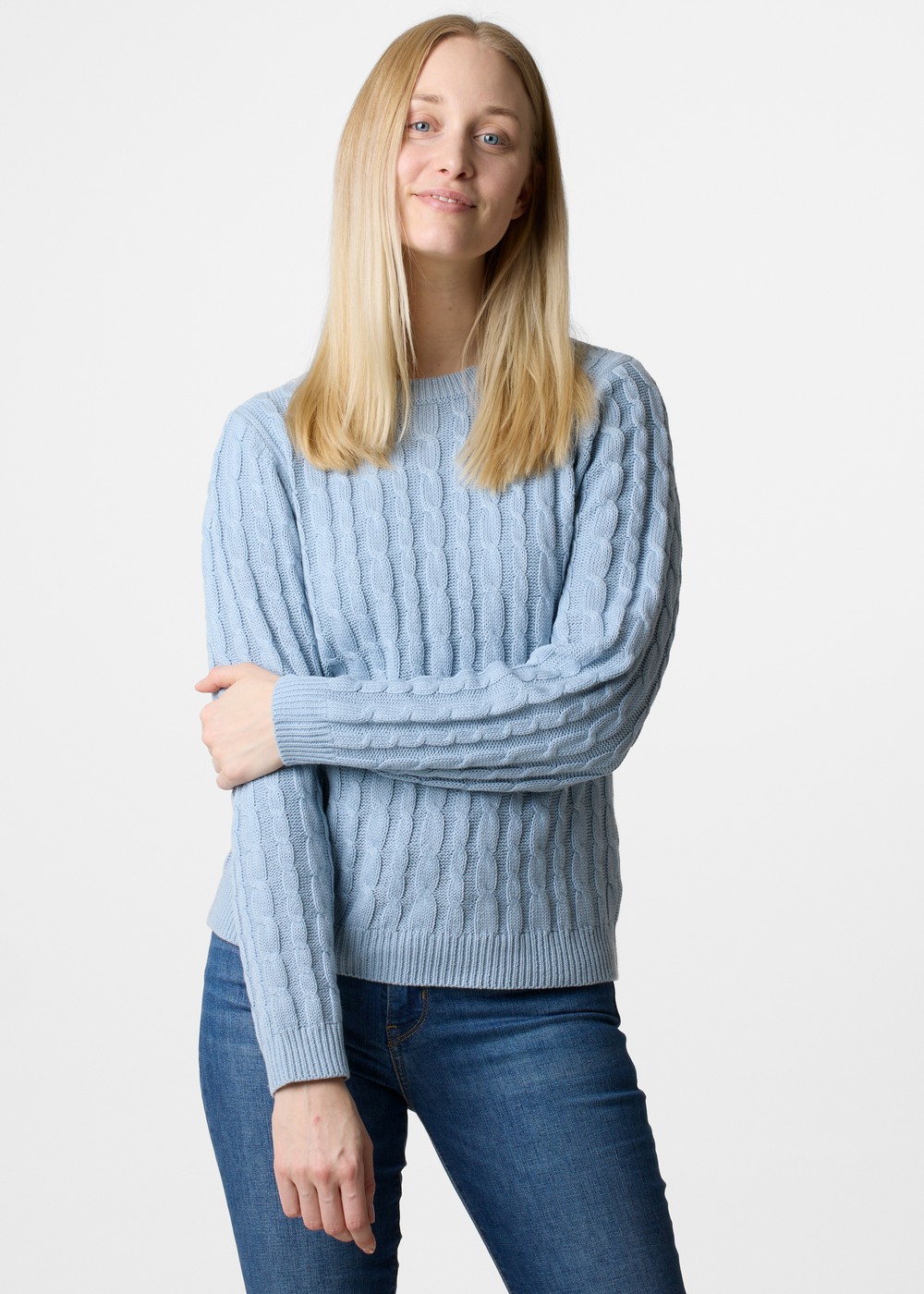 Tampa Cabel Knit W, Dusty Blue, 36,  Stickat Tampa Cabel Knit W, Dusty Blue, 36,  Stickat