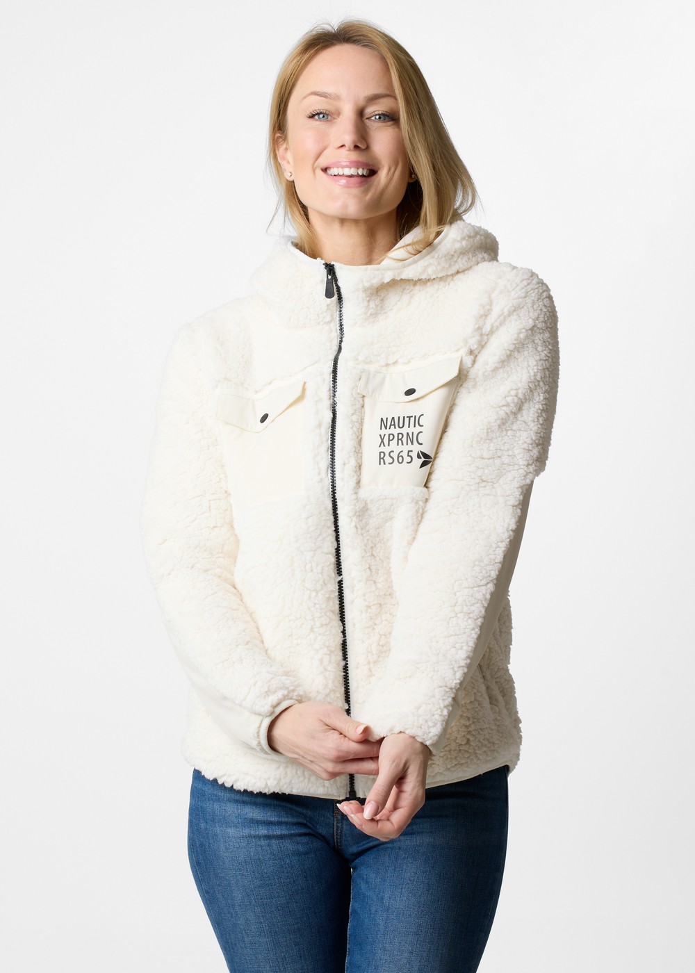 Marstrand Stretch Pile Hood Jacket W, Off White, 46,  Fleecetröjor Marstrand Stretch Pile Hood Jacket W, Off White, 46,  Fleecetröjor