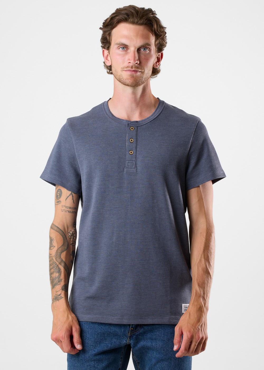 Denim Factory Henley Tee Navy L  T-Shirts