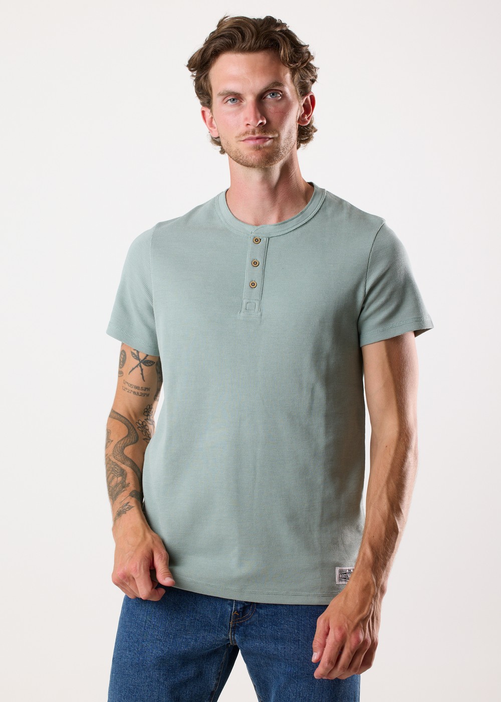 Henley Tee, Sage Green, Xl,  T-Shirts