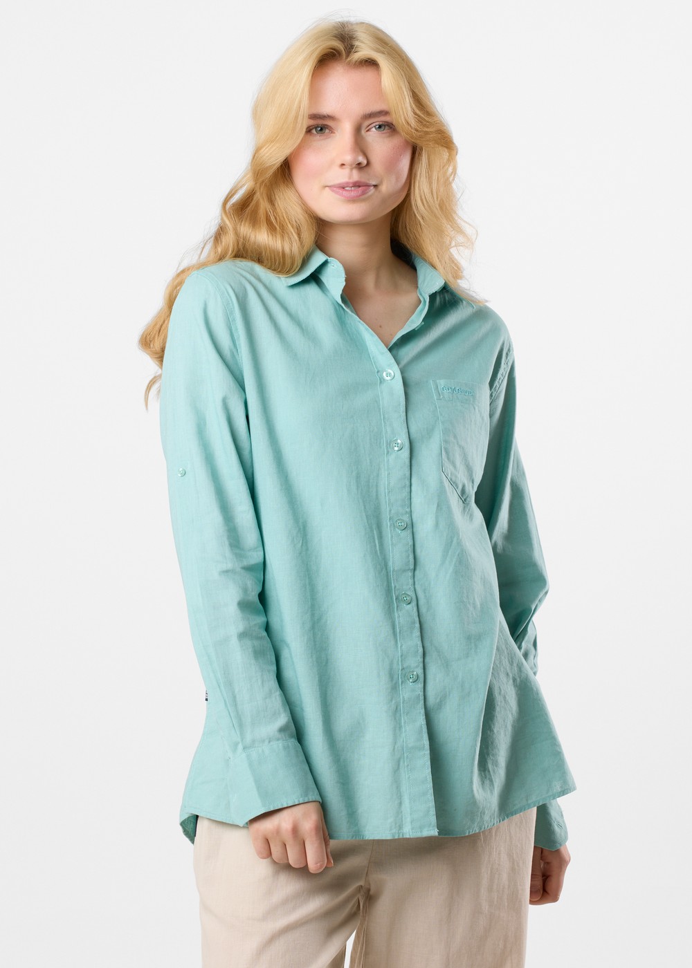 New Hampshire Linen Ls Shirt W, Seaweed Green, 46,  Kortärmade Skjortor