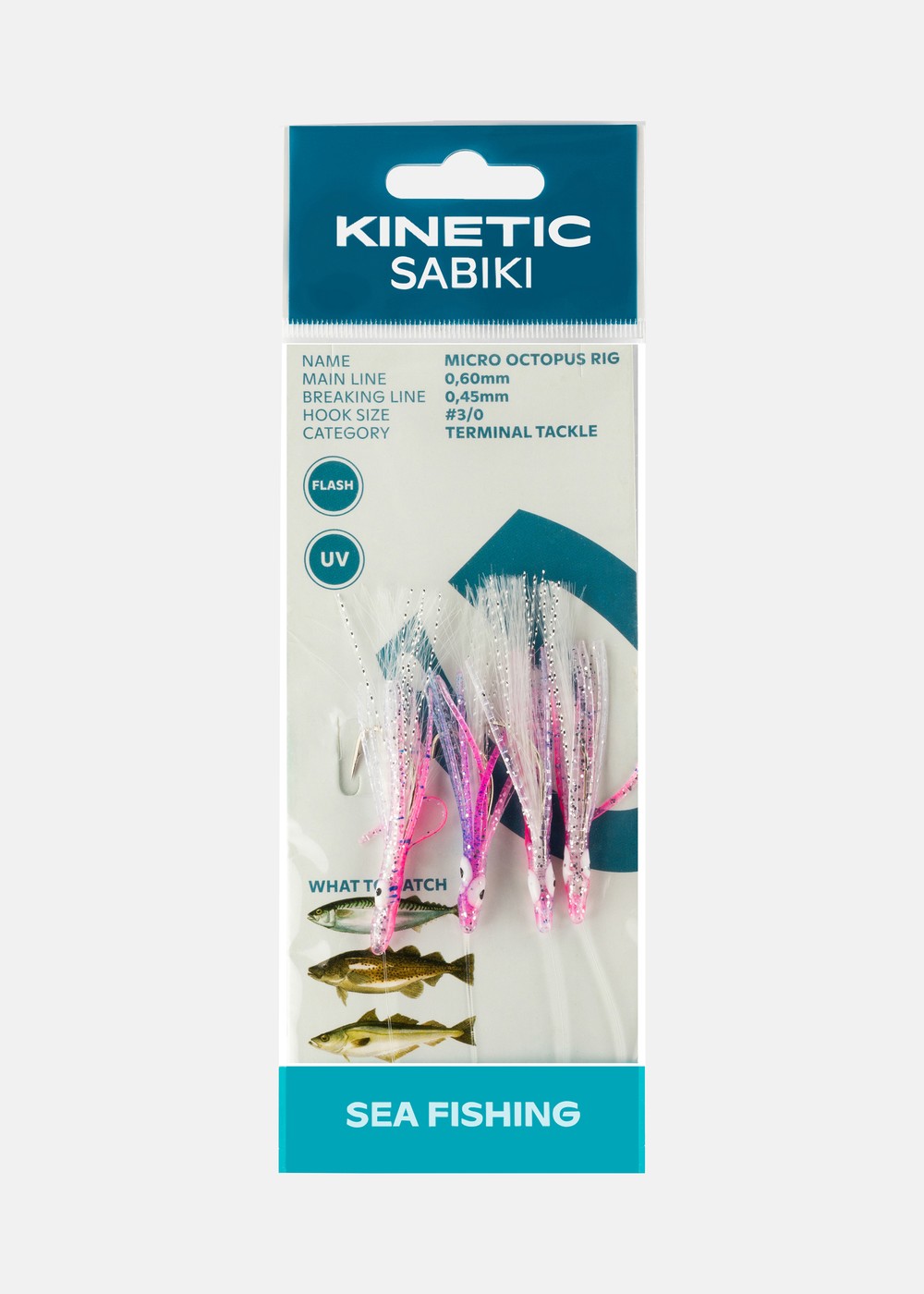 Kinetic Sabiki Micro Octopus, Clear Uv, 3/0,  Krokar