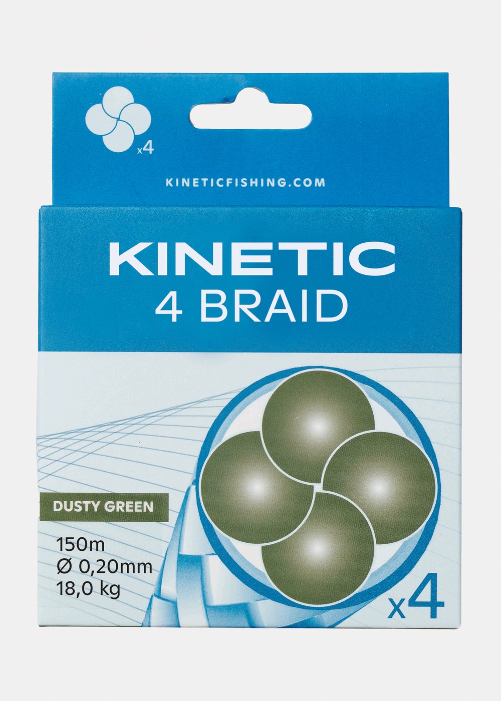 Kinetic 4 Braid 150m, Dusty Green, 0.25,  Flätlinor