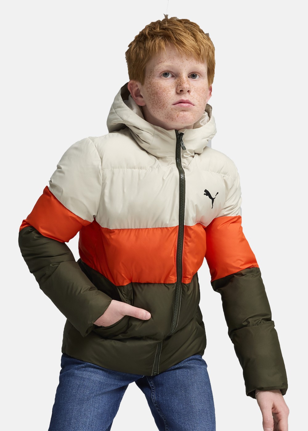 Poly Hooded Puffer Jacket, Dark Olive, 176,  Höstjackor