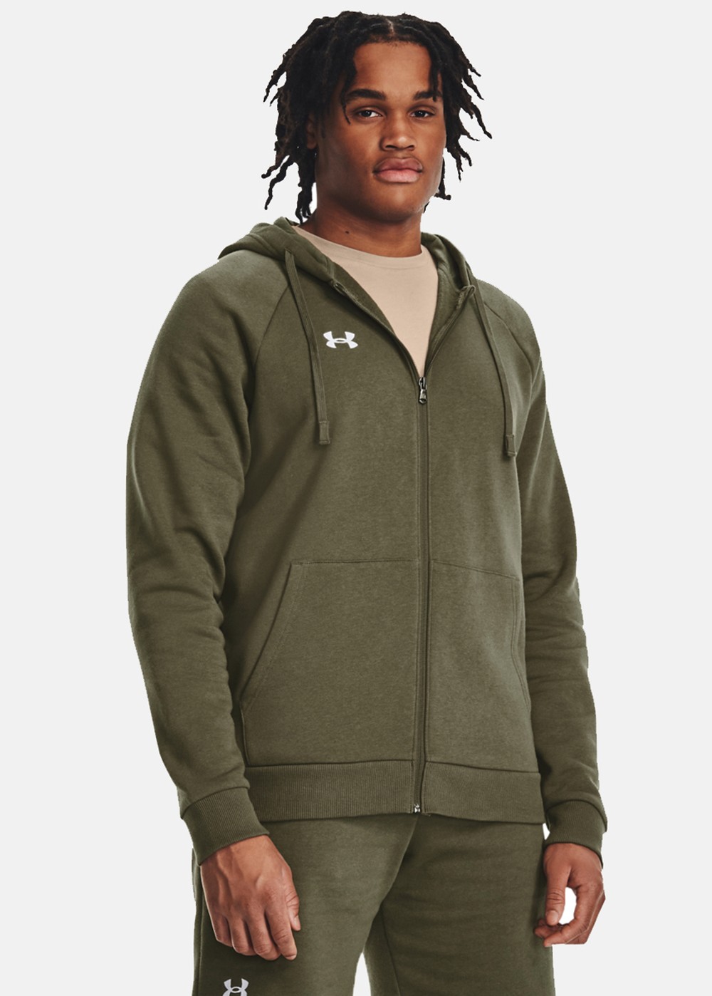 Ua Rival Fleece Fz Hoodie, Marine Od Green, Xl,  Hoodies