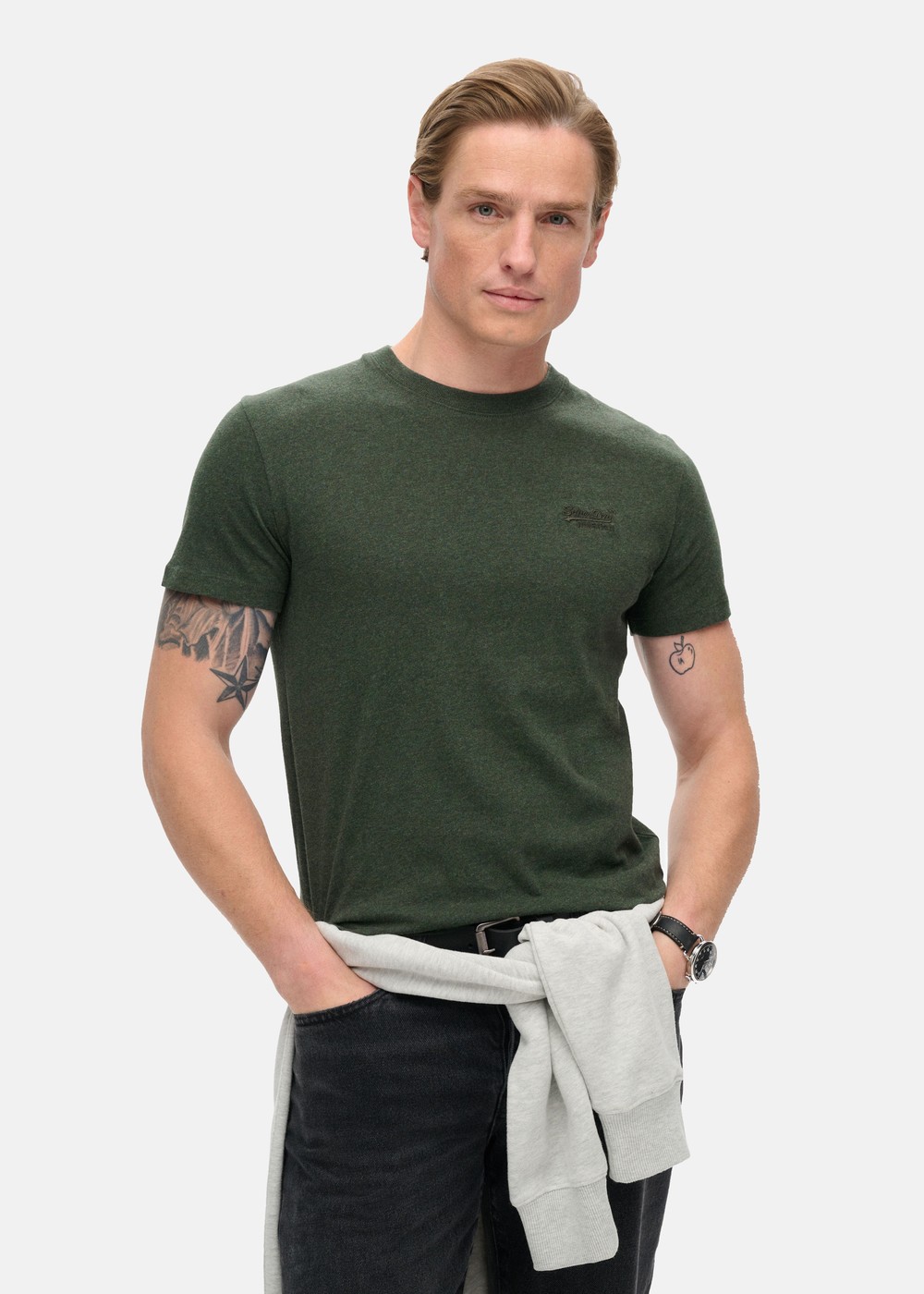 Essential Logo Emb Tee, Deep Forest Green Marl, M,  T-Shirts Essential Logo Emb Tee, Deep Forest Green Marl, M,  T-Shirts