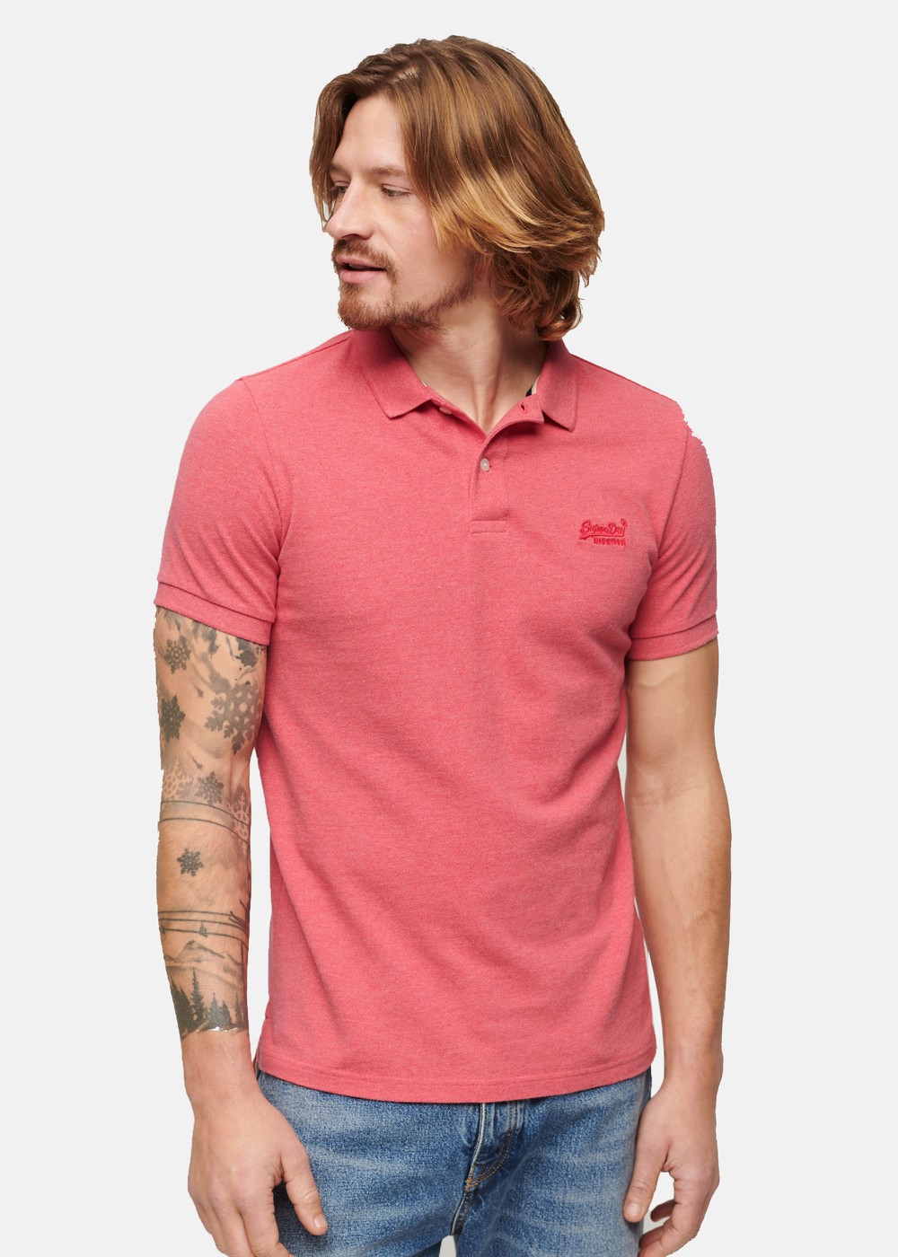 Classic Pique Polo, Punch Pink Marl, Xl,  Piketröjor