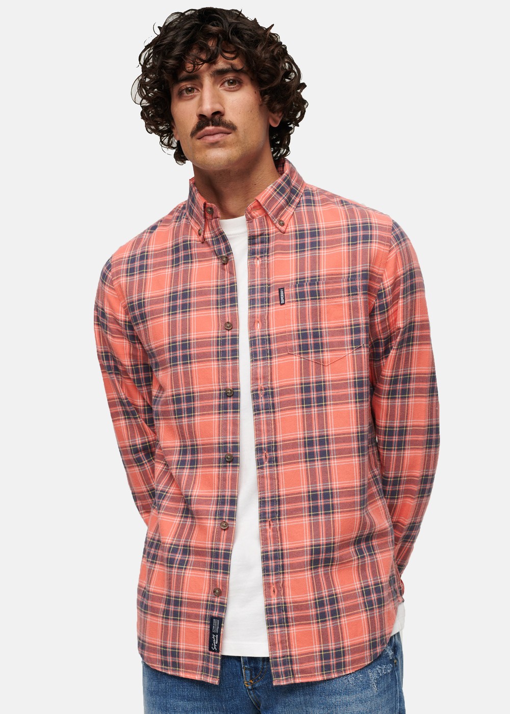 Vintage Check Shirt, Red Check, S,  Långärmade Skjortor