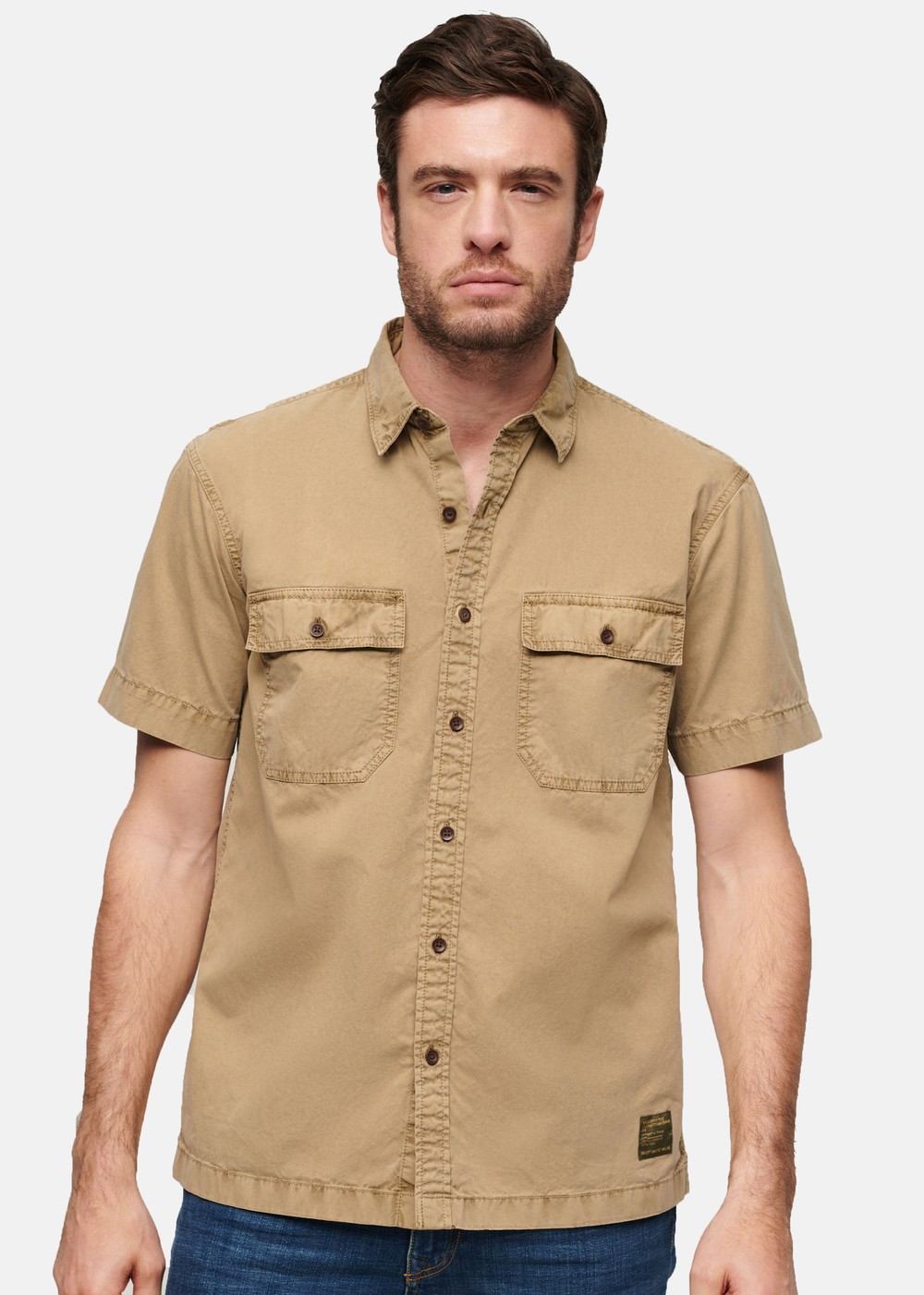 Military S/S Shirt, Canyon Sand Brown, Xl,  Kortärmade Skjortor