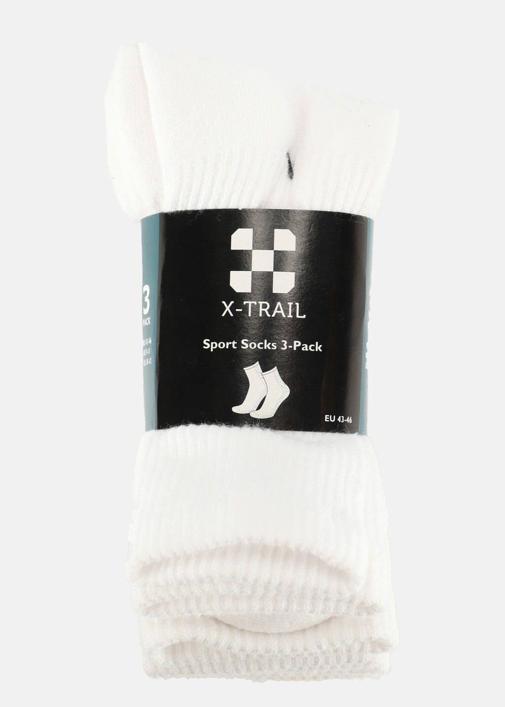 X-Trail Sport Socks 3-Pack, White, 43-46,  Träningstillbehör