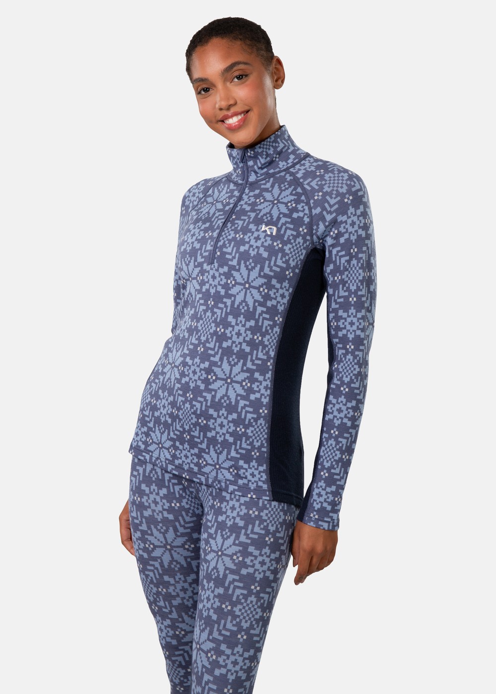 Edith Half Zip, Dusty Midtone Blue, M,  Ullunderställ