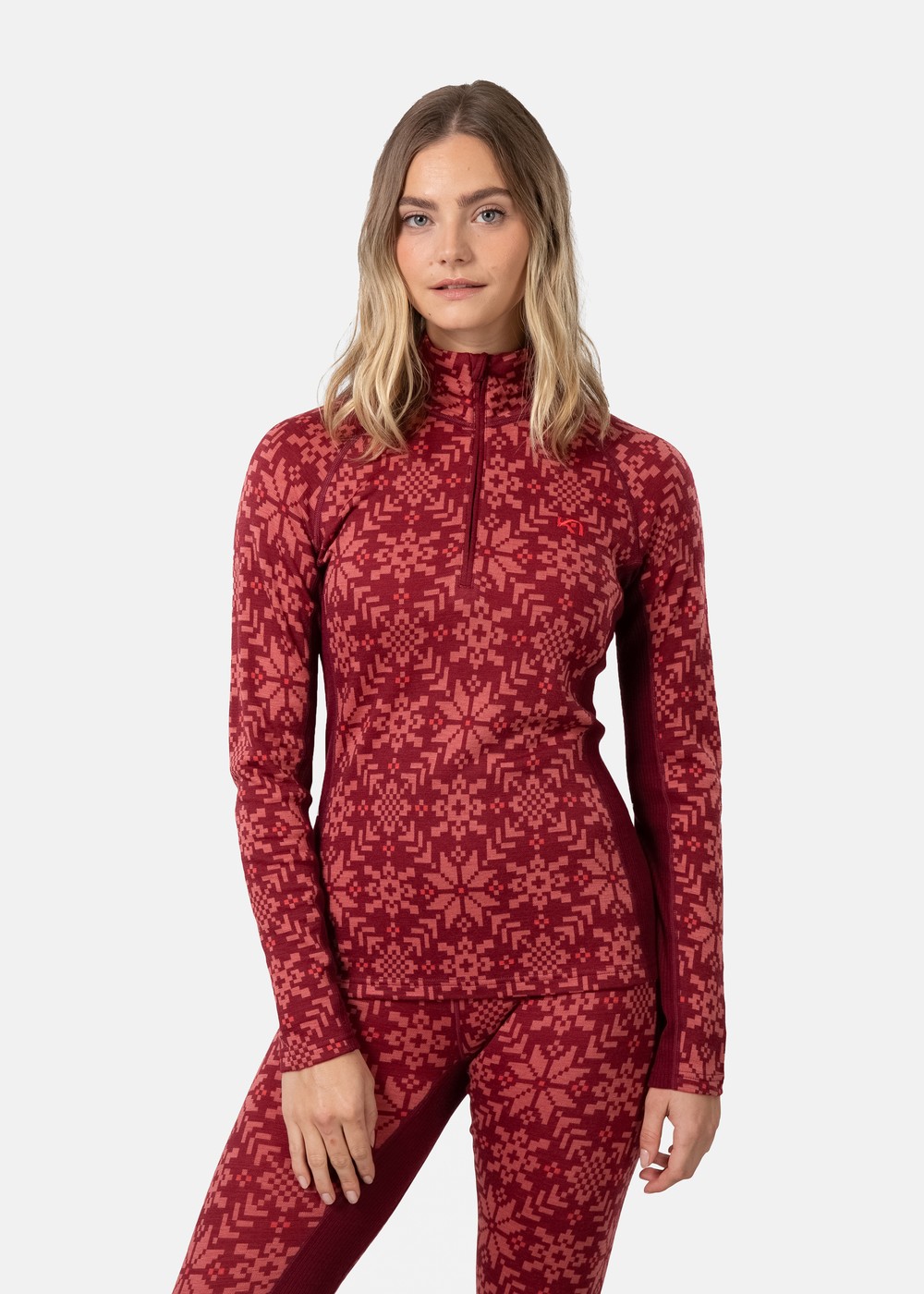 Edith Half Zip, Burgundy Red, Xs,  Ullunderställ Edith Half Zip, Burgundy Red, Xs,  Ullunderställ