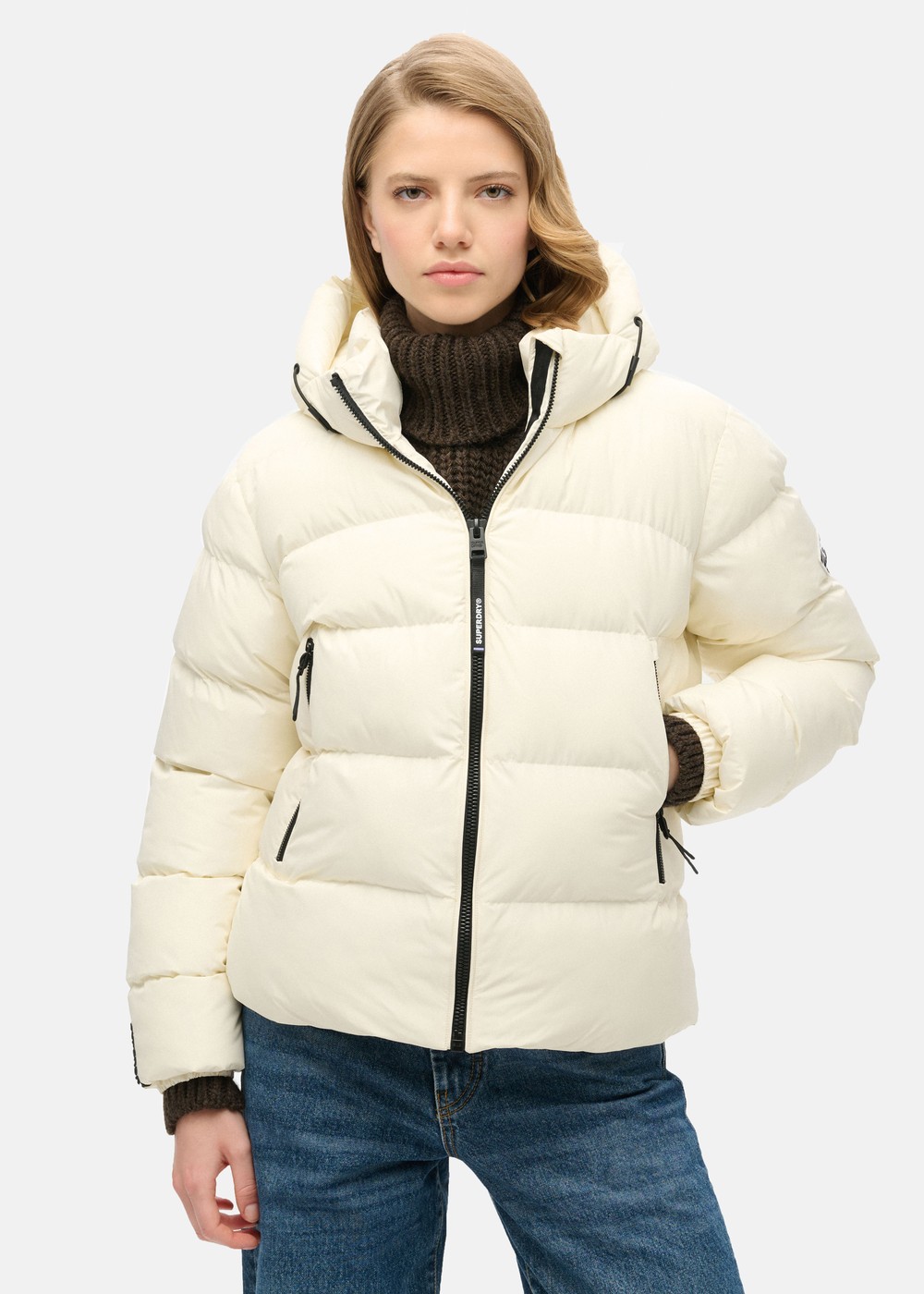 Hooded Sports Puffer Jacket, Off White, M,  Vårjackor Hooded Sports Puffer Jacket, Off White, M,  Vårjackor