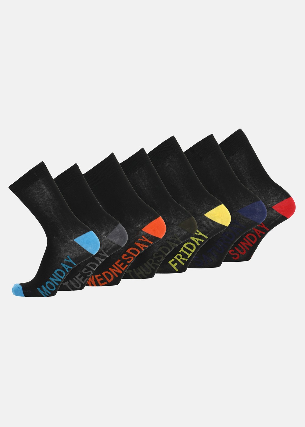 Weekly Socks 7p, Black, 40-46,  Bomullsstrumpor