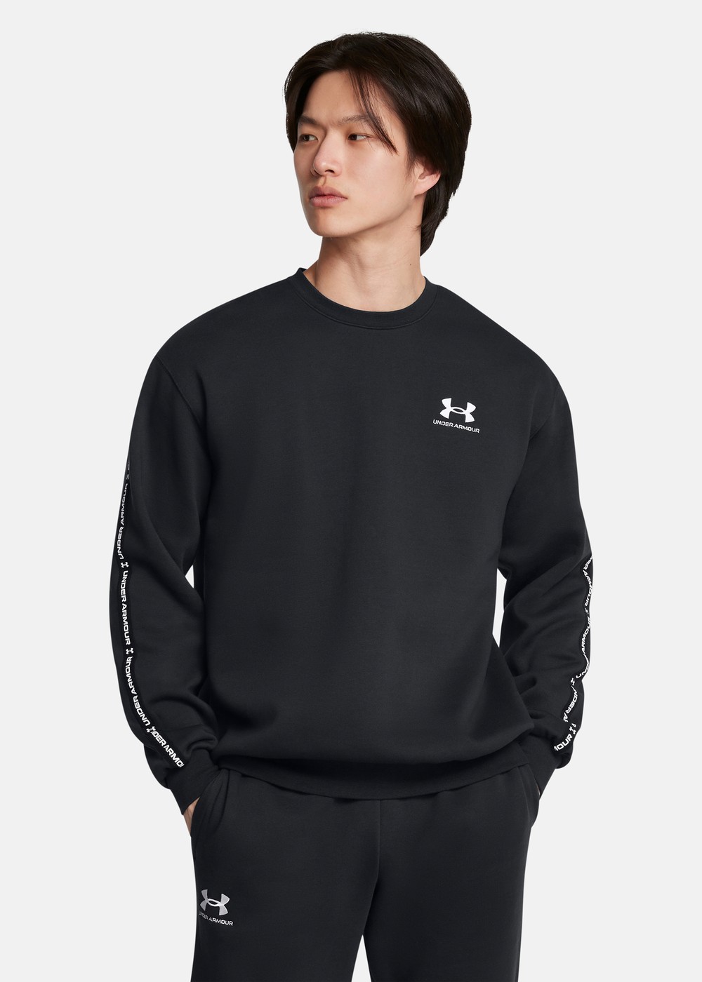 Ua Icon Fleece Crew Taping, Black, M,  Sweatshirts Ua Icon Fleece Crew Taping, Black, M,  Sweatshirts