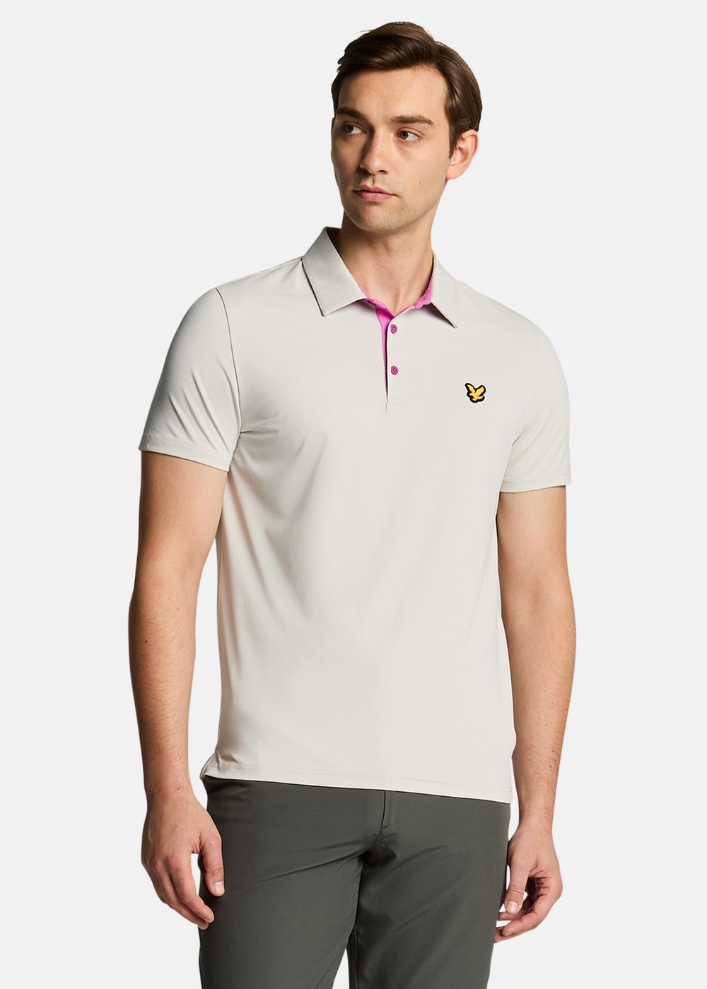 Contrast Placket Polo Shirt, Pebble/ Contour Pink, Xl,  Tränings-T-Shirts