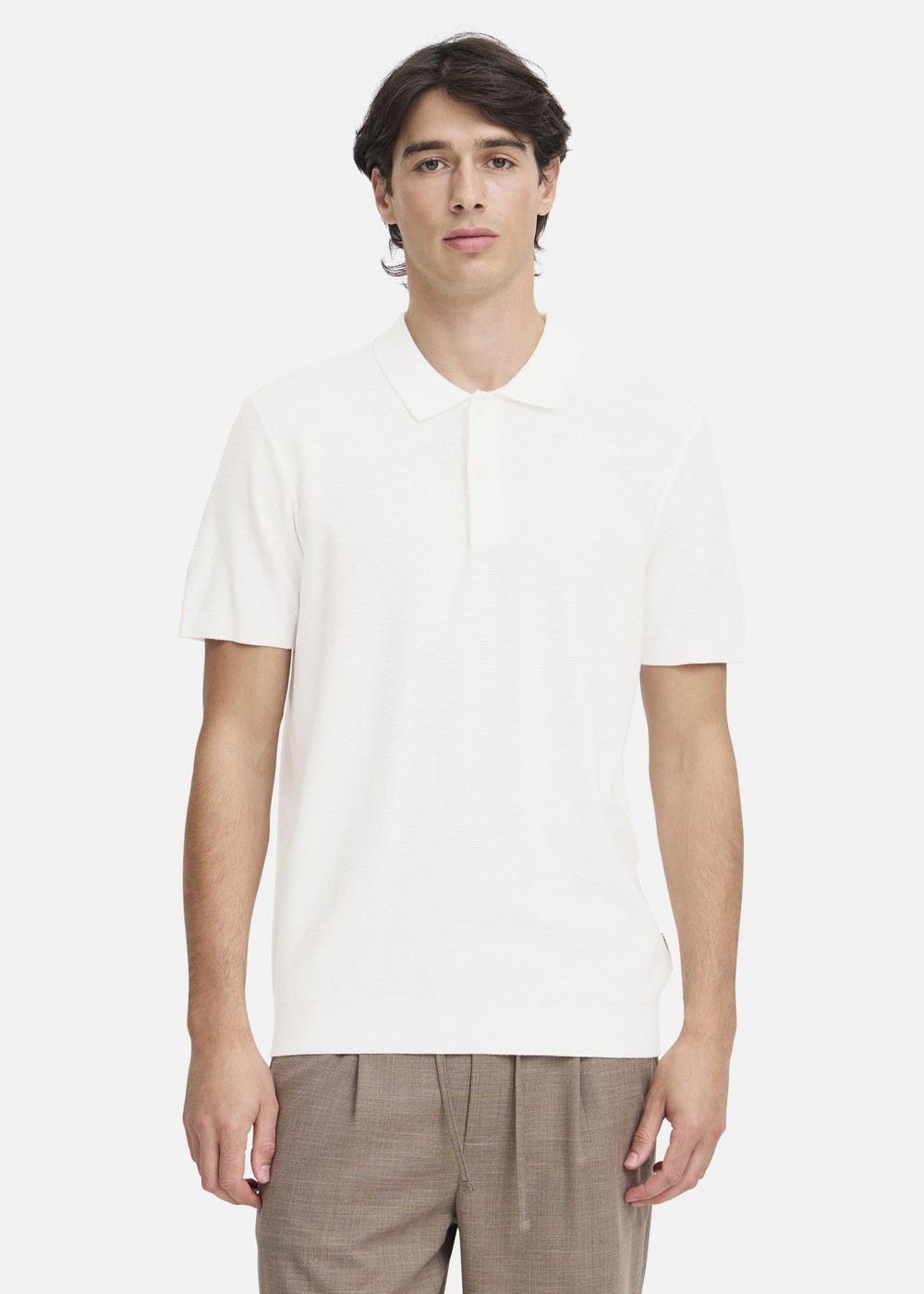 Cfedward Relaxed Polo Knit, Egret, S,  Bomullspikéer