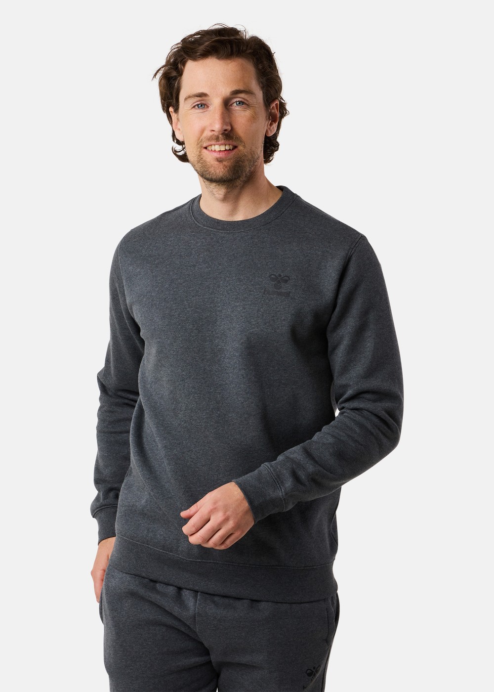 Hmlbee Classic Sweatshirt, Dark Grey Melange/Black, M,  Sweatshirts