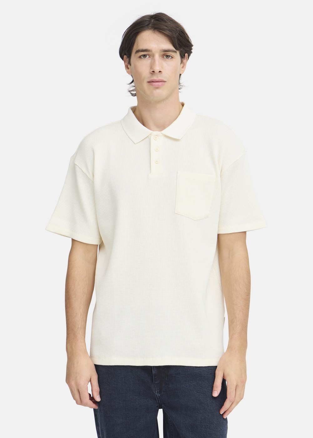 Cfcameron 0210 Waffle Polo, Egret, 2xl,  Kortärmade Skjortor Cfcameron 0210 Waffle Polo, Egret, 2xl,  Kortärmade Skjortor