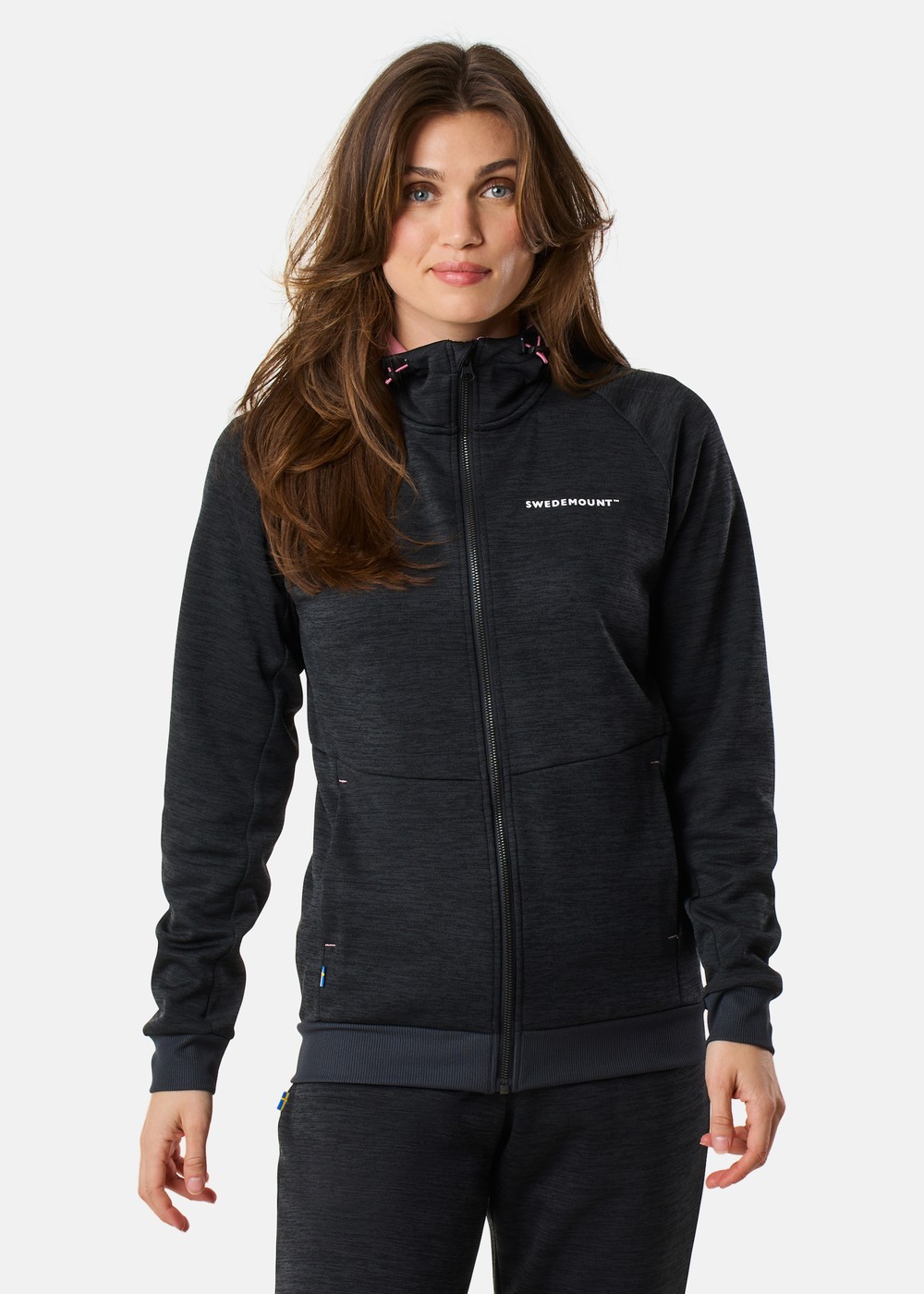 Training Logo Zip Hood W Ii, Charcoal Melange/Dusty Rose, 44,  Hoodies Training Logo Zip Hood W Ii, Charcoal Melange/Dusty Rose, 44,  Hoodies