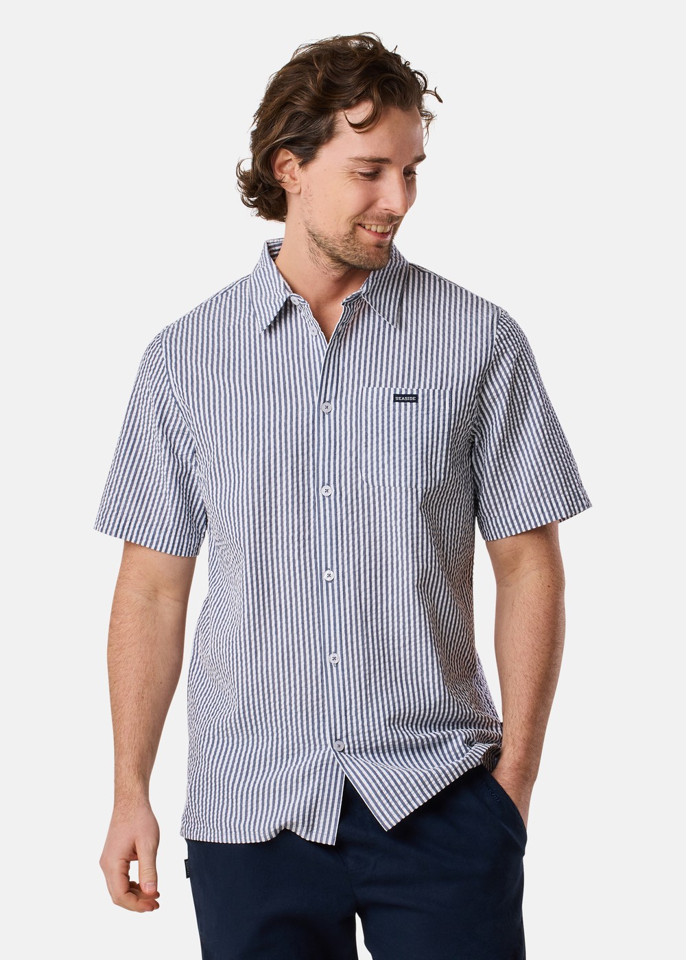 Seersucker Shirt, Blue Stripe, S,  Långärmade Skjortor Seersucker Shirt, Blue Stripe, S,  Långärmade Skjortor