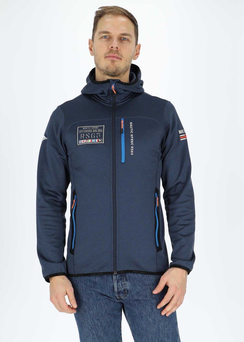 Pacific Hooded Fleece Jacket, Navy Melange/Peak Blue, S,  Tröjor