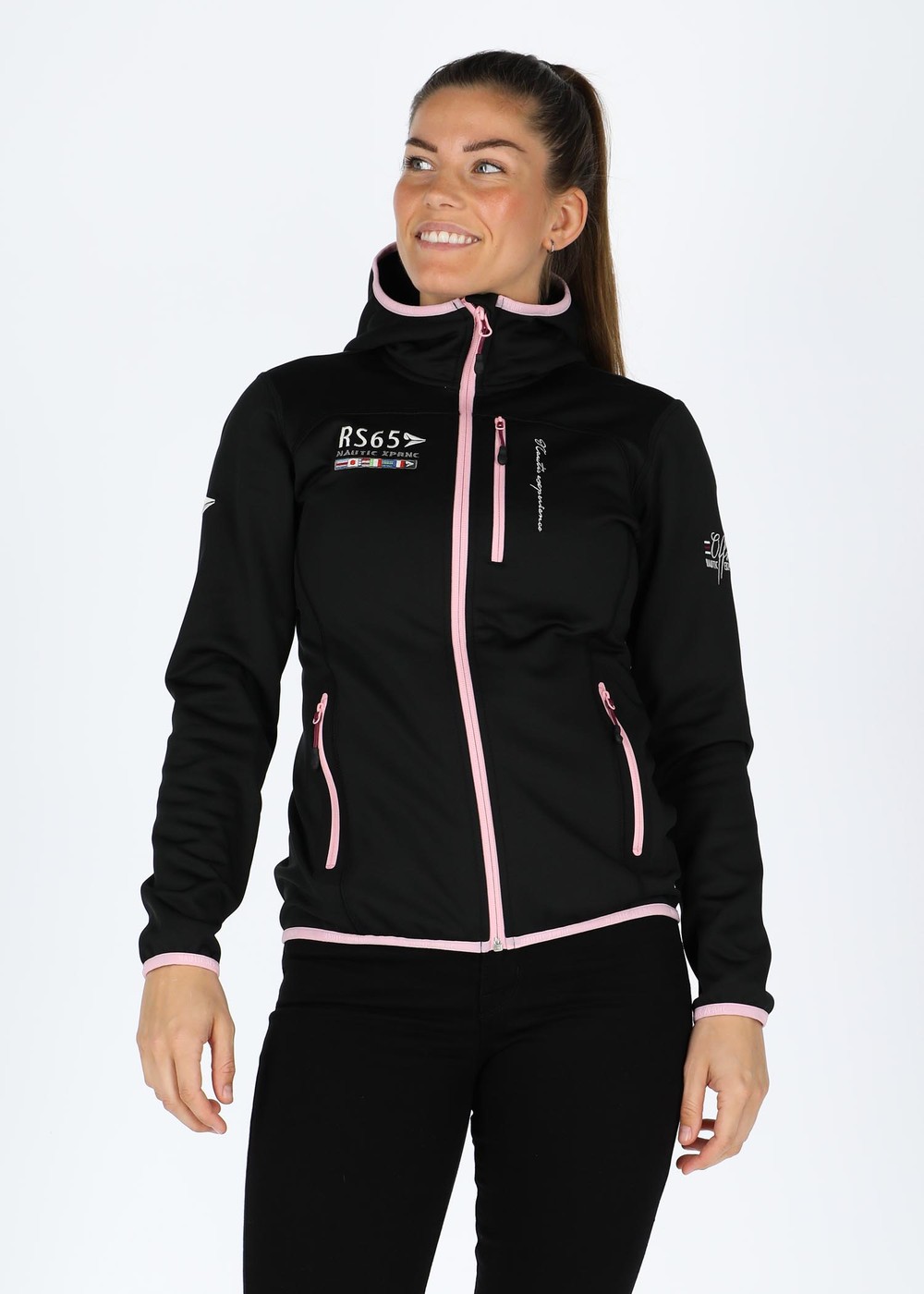 Pacific Hooded Fleece Jacket W, Black/ Lt.Pink, 38,  Fleecetröjor