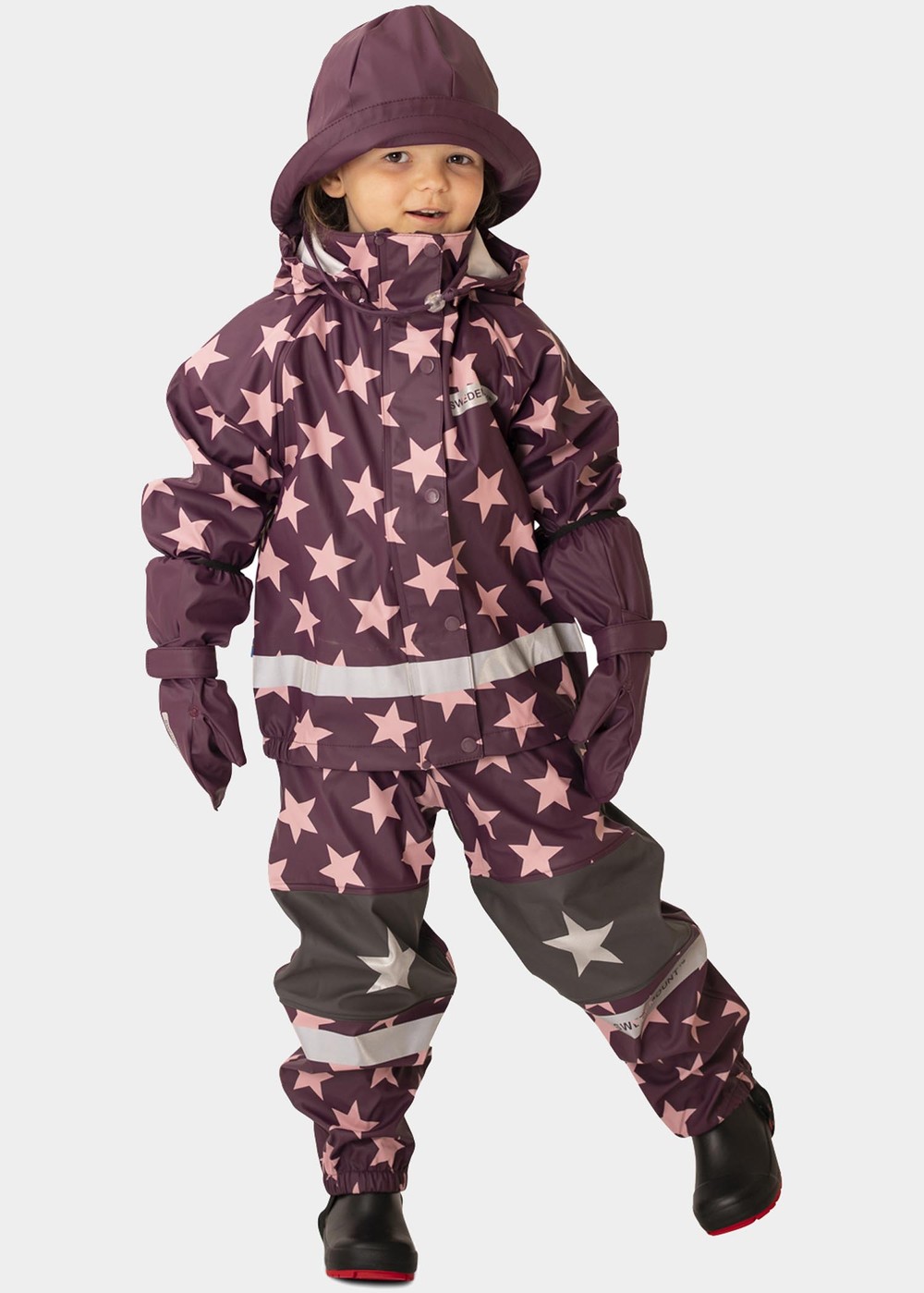 Drop Rain Set Jr, Plum/Lt Pink, 110,  Regnjackor