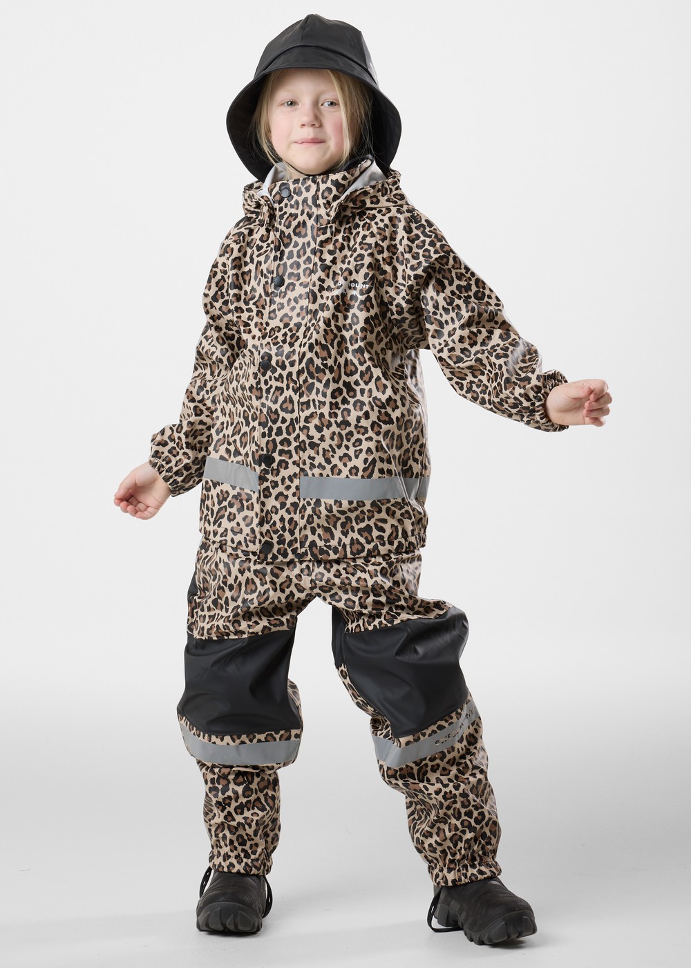 Drop Rain Set Jr, Black/Leopard, 90,  Regnjackor