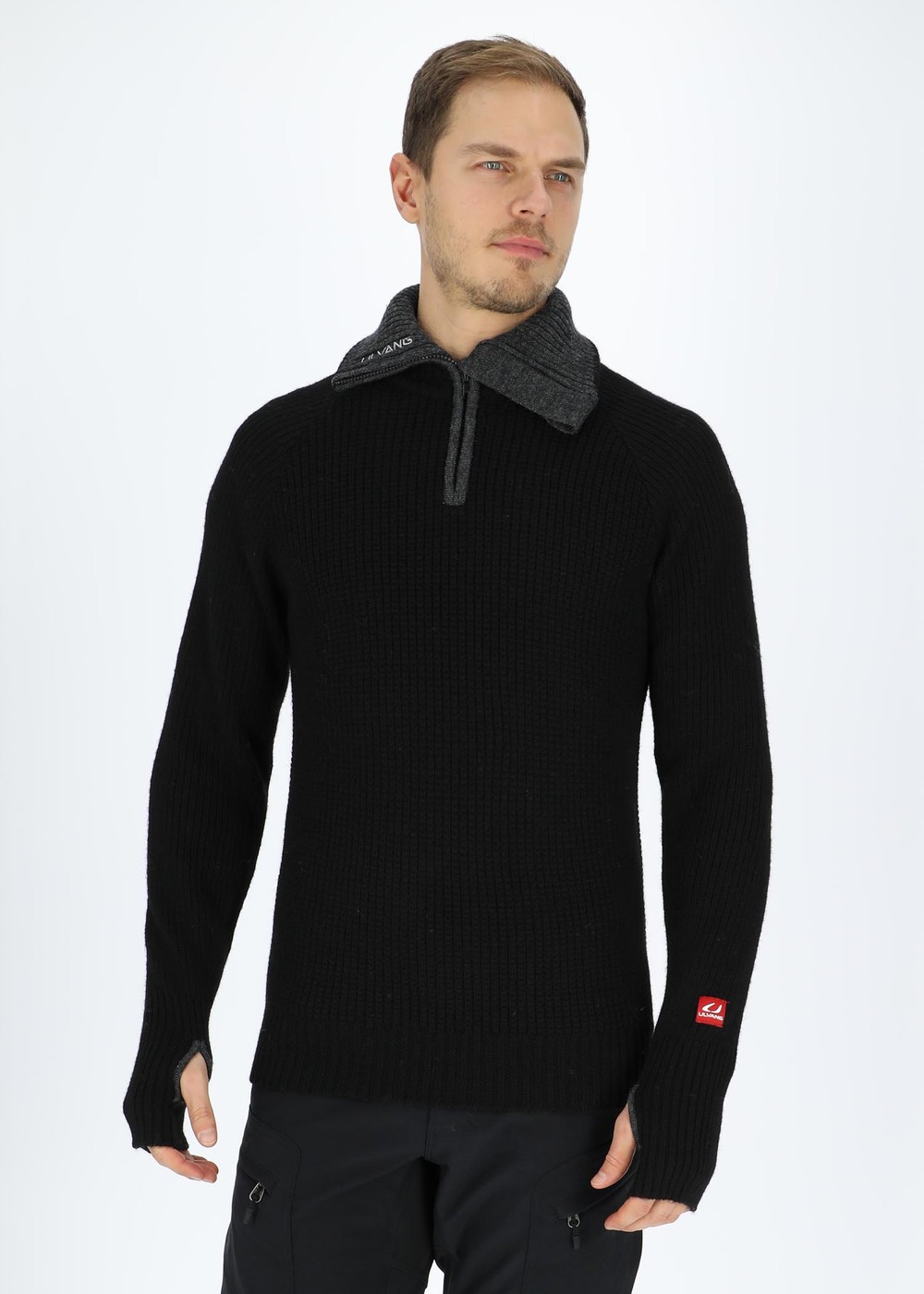 Rav Sweater With Zip, Black/Charcoal Melange, Xs,  Mode