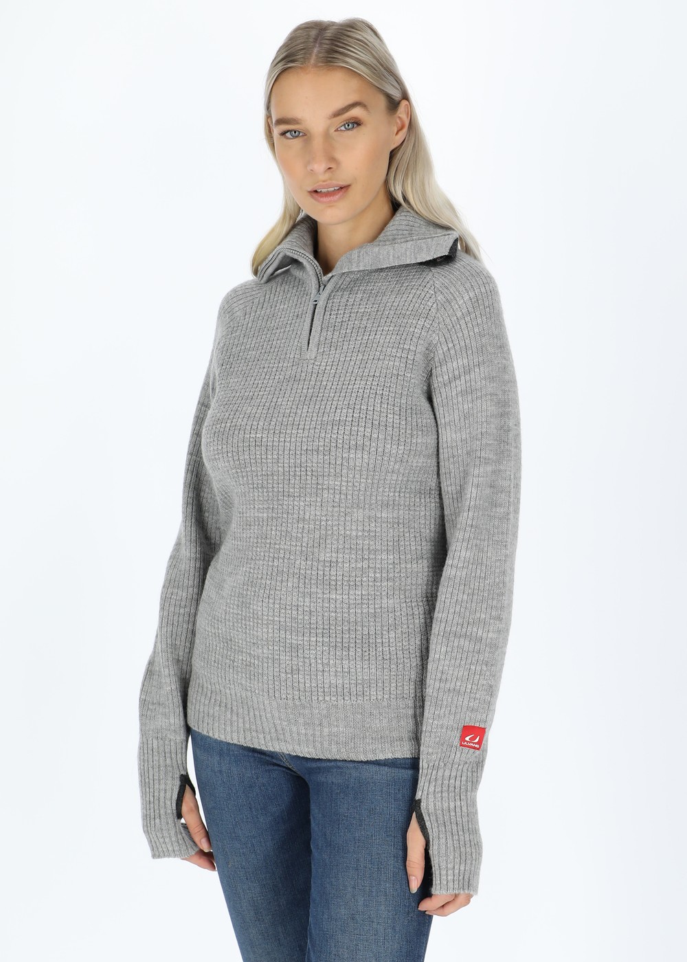 Rav Sweater With Zip, Grey Melange, Xl,  Mode