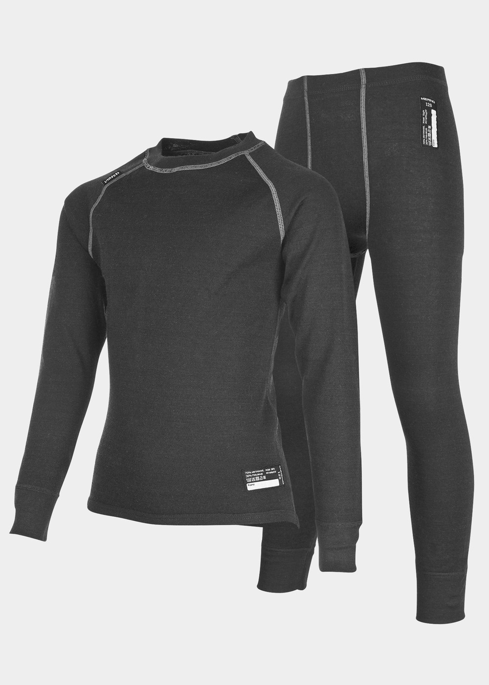 Merino Set Junior, Black Melange, 130,  Ullunderställ Merino Set Junior, Black Melange, 130,  Ullunderställ