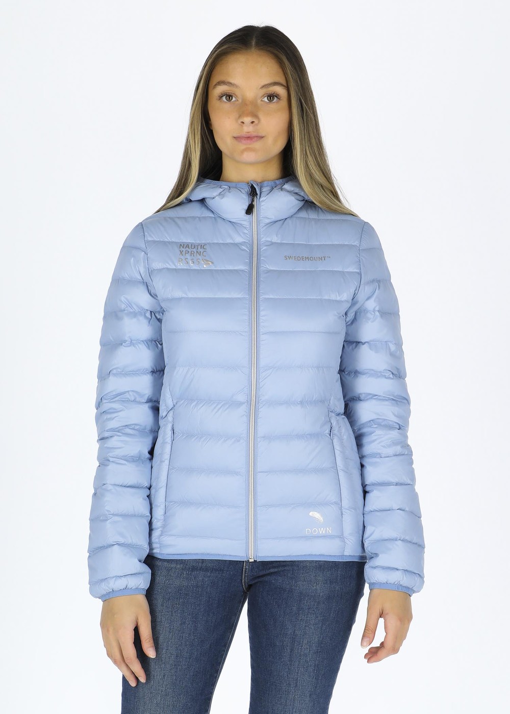 Hooded Lt.Down Jacket W, Lt Blue/Navy, 42,  Vinterjackor | Alpin skidåkning//Skidhandskar//SPORTER//Sport & aktivitet | Padelspecialisterna