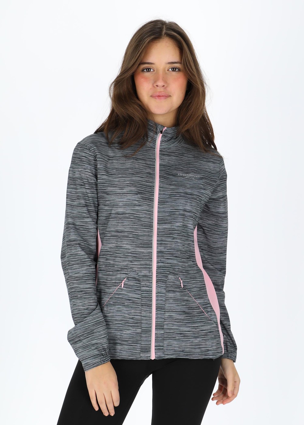 Running Jacket W, Black Melange/Lt Pink, 46,  Träningsjackor