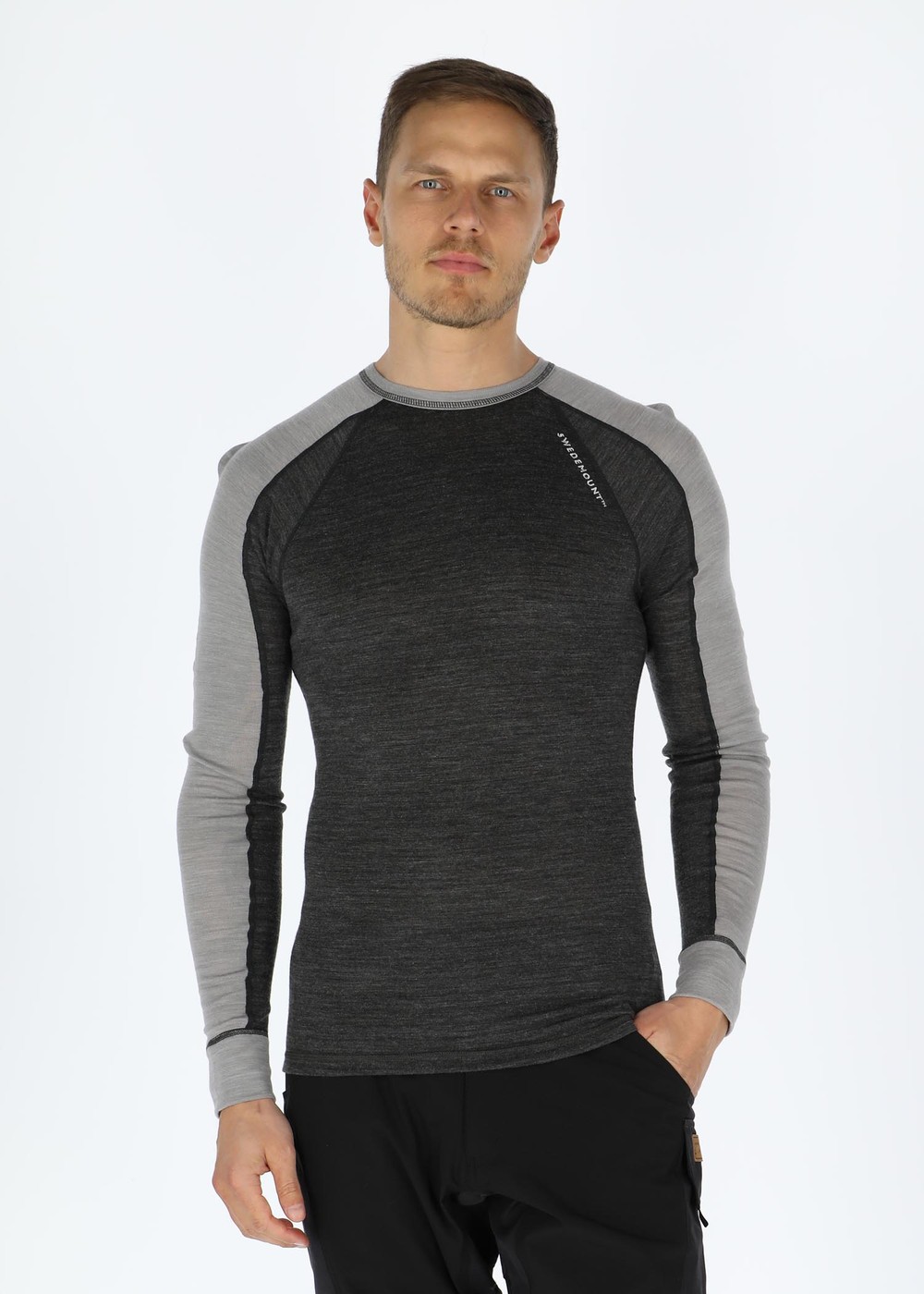 Himalaya Merino Crewneck Sr, Lt Grey/Dk Grey, 2xl,  Ullunderställ