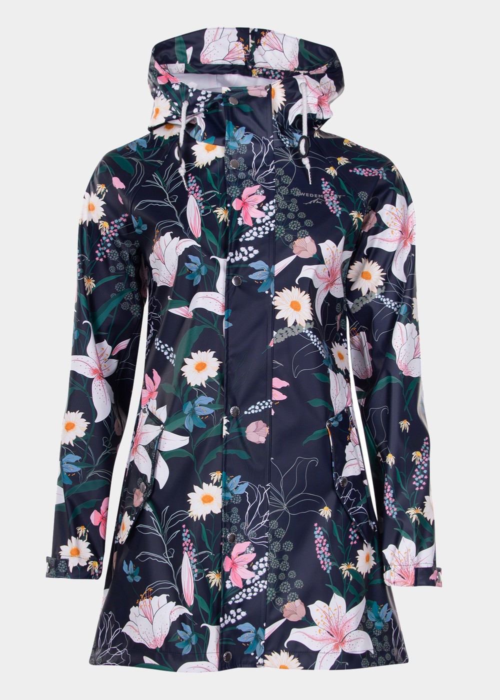 Väderöarna Coat W, Navy Flower, 34,  Regnjackor Väderöarna Coat W, Navy Flower, 34,  Regnjackor