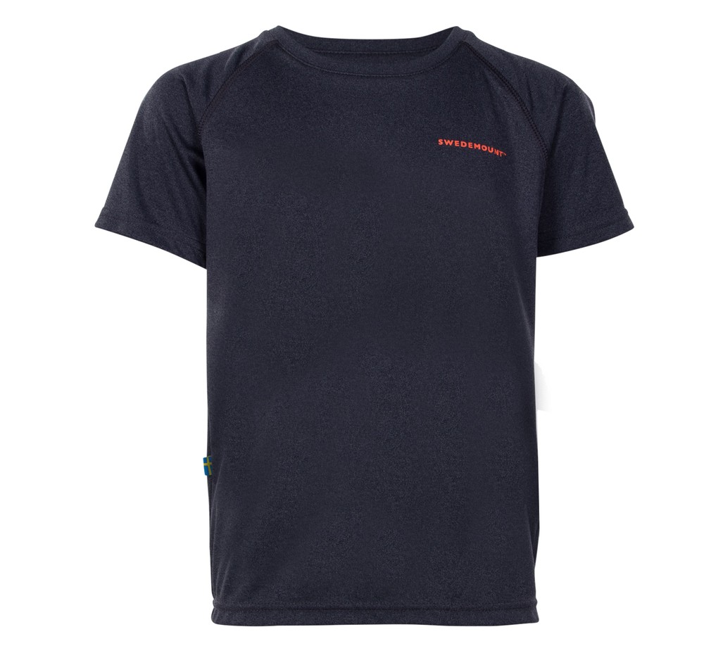 Active Tee Jr, Charcoal Melange/Orange, 120,  Löparkläder