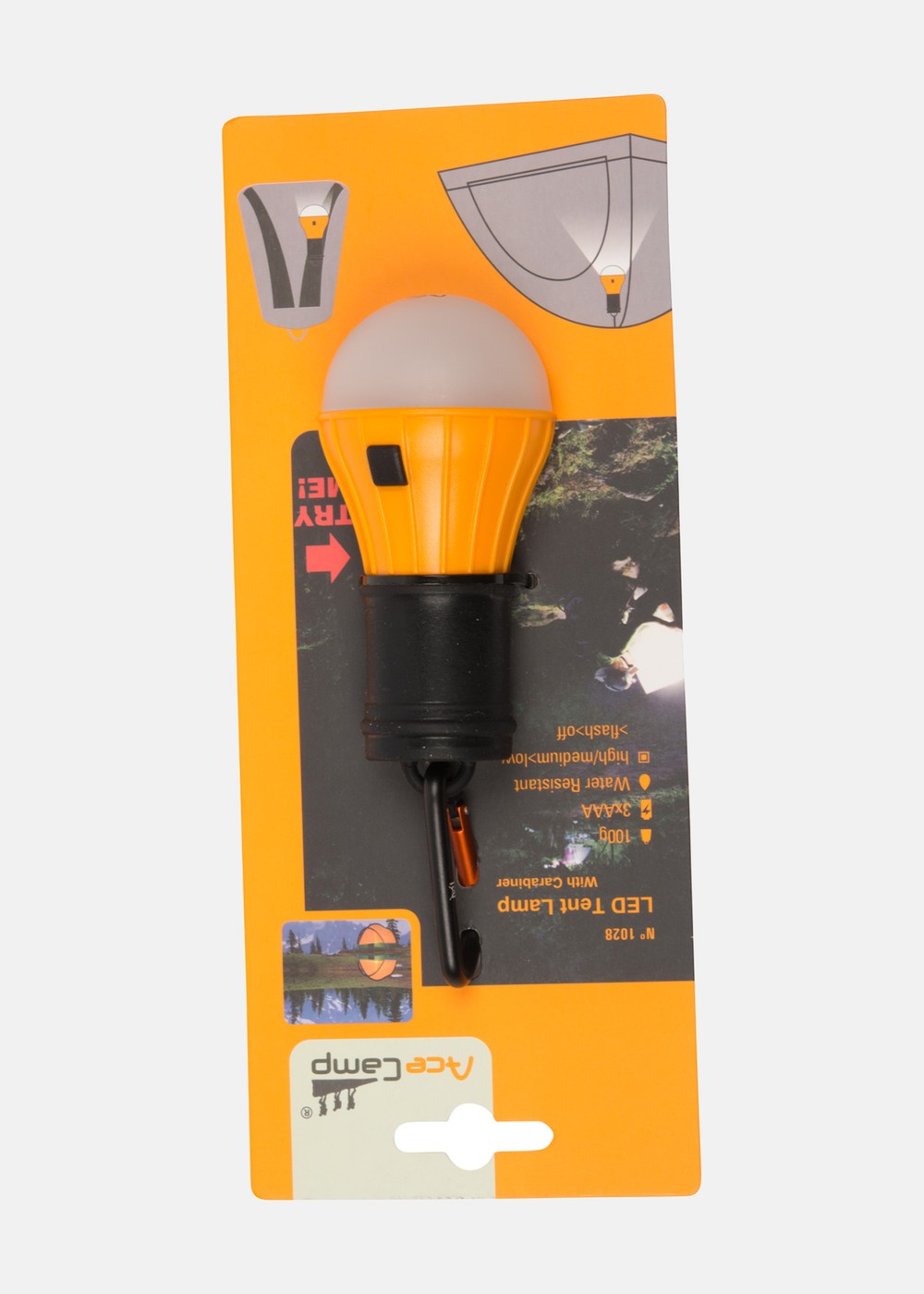 Led Tent Lamp W Carabiner, Orange, Onesize,  Utrustning